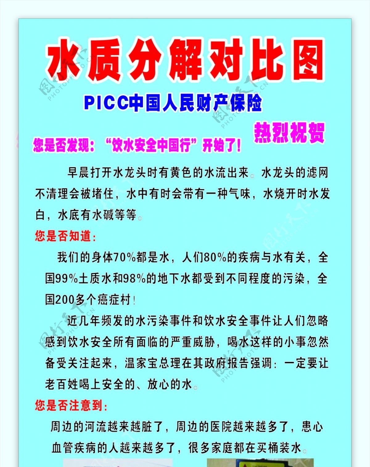 水质分解对比图展架海报