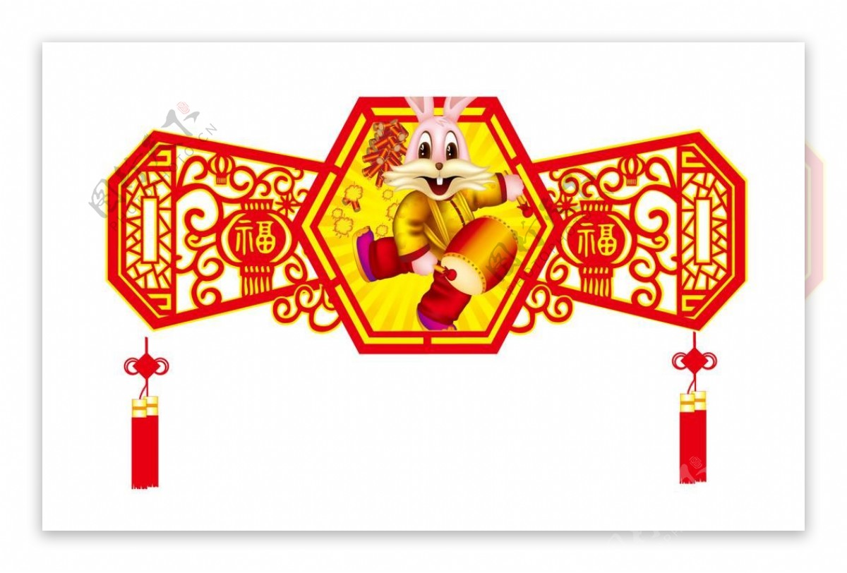 兔年节日吊牌图片