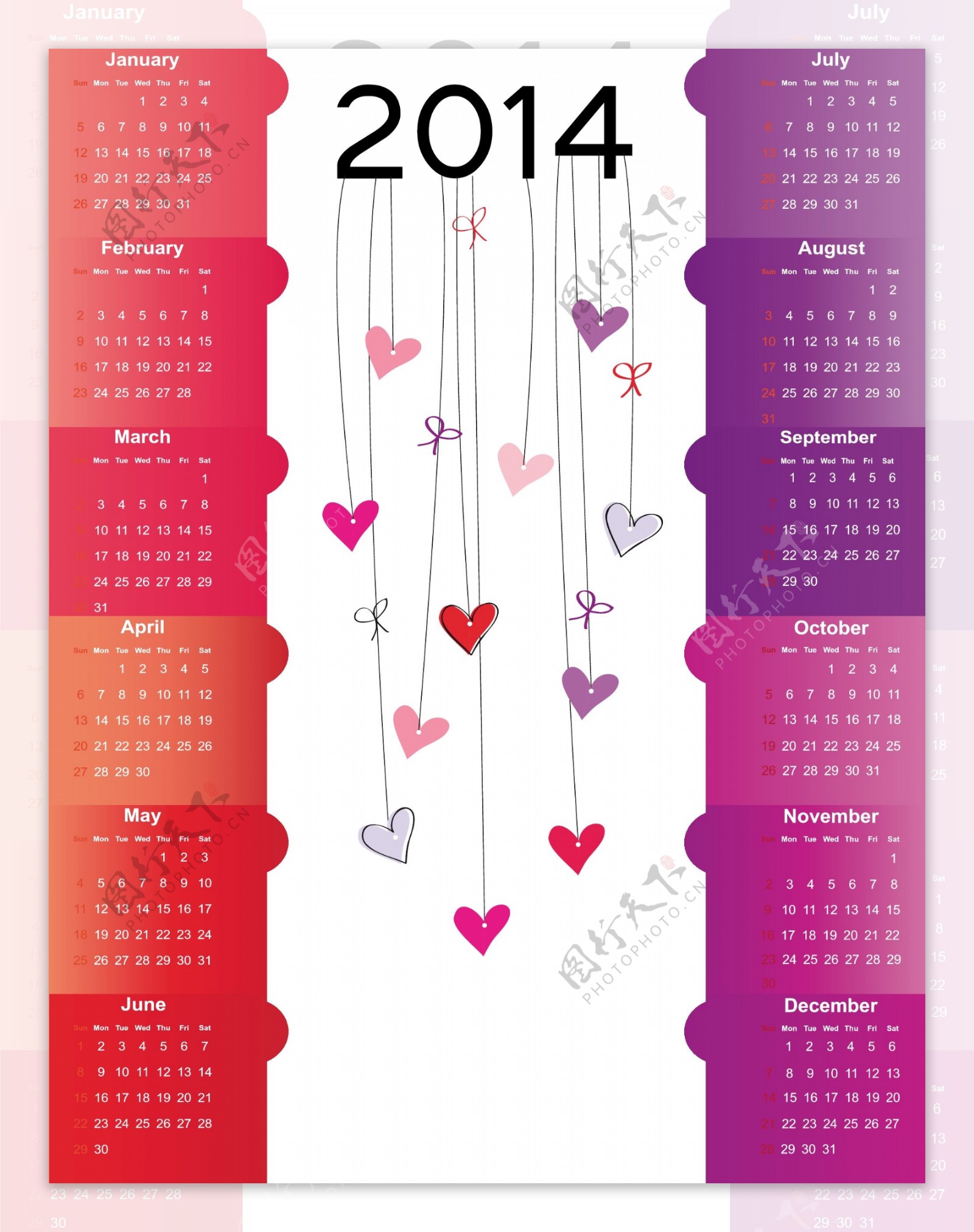 2014日历模板设计矢量