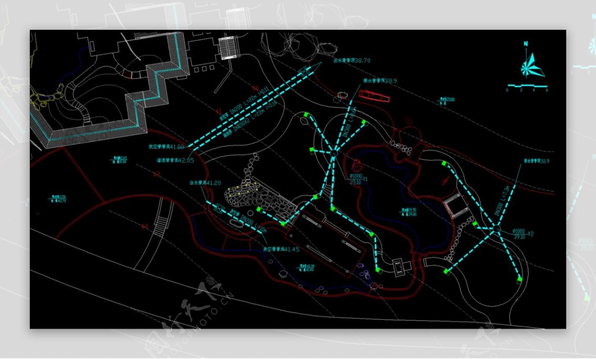 公园景观排水平面图图片