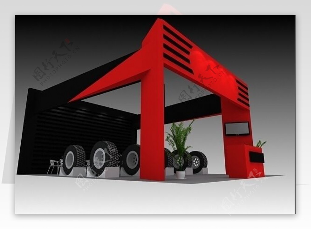 红色展台3Dmax模型设计
