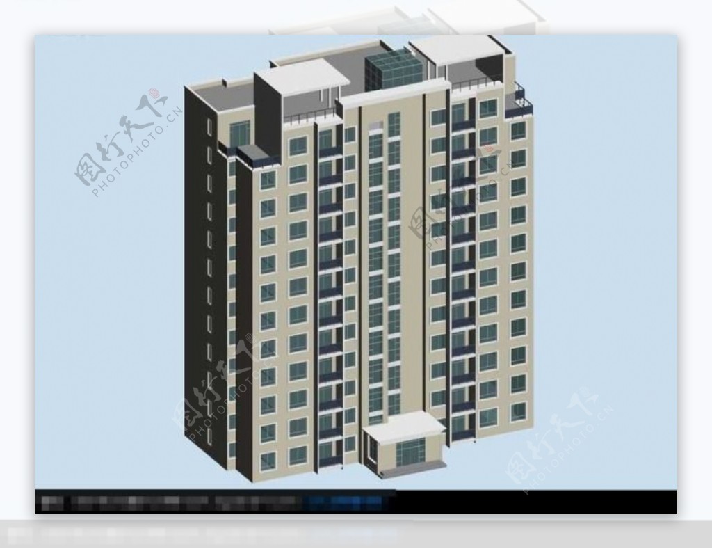 十二层板式住宅楼建筑模型