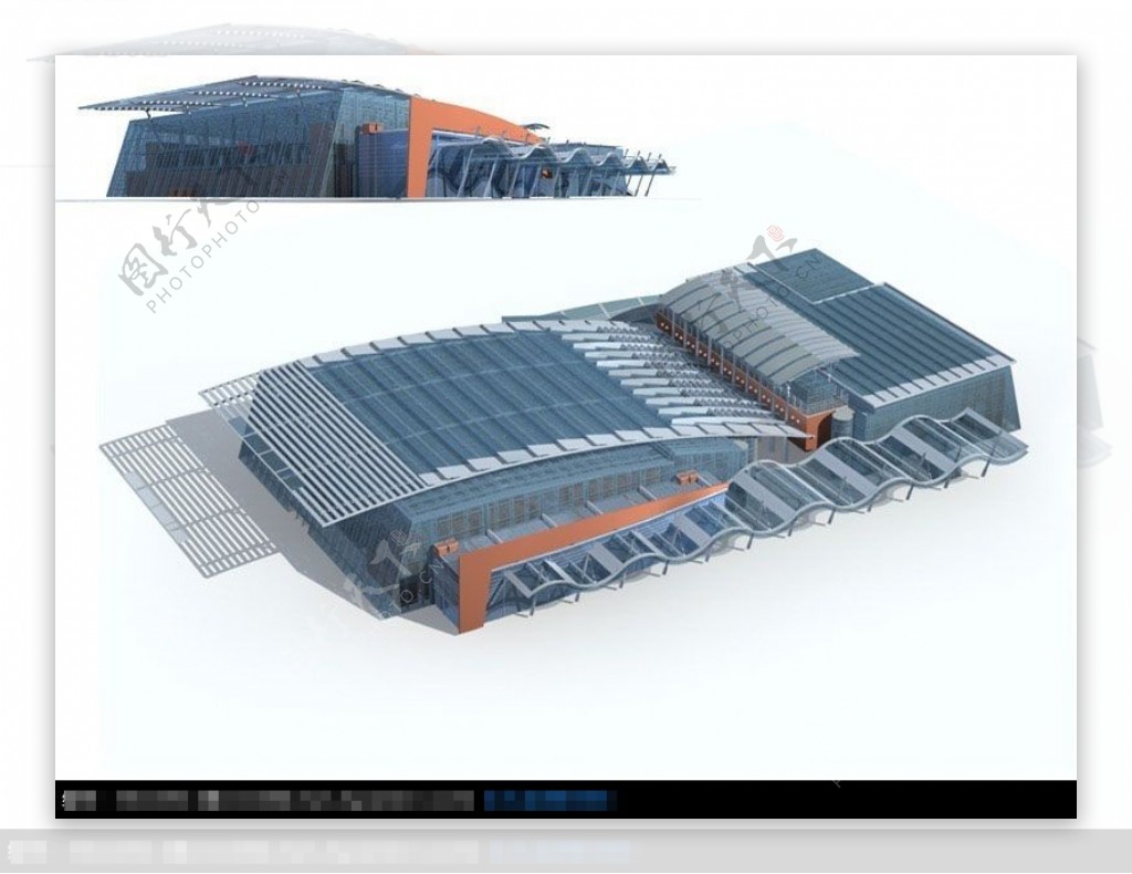 大型钢结构游泳馆建筑模型