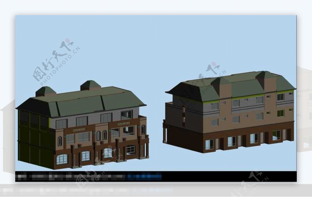 热闹奢华连排建筑3d渲染图