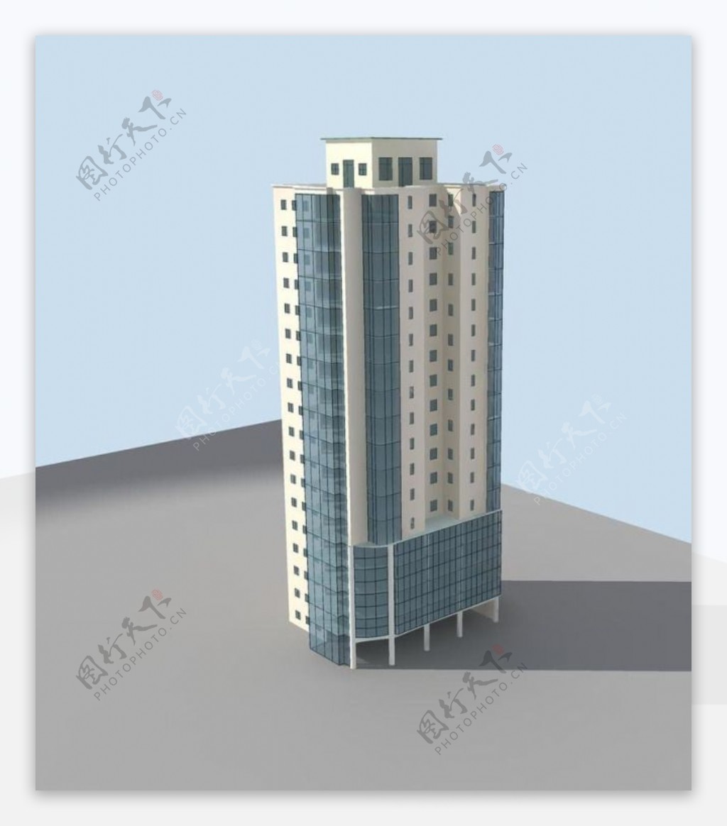 豪华立柱形简模建筑3D模型