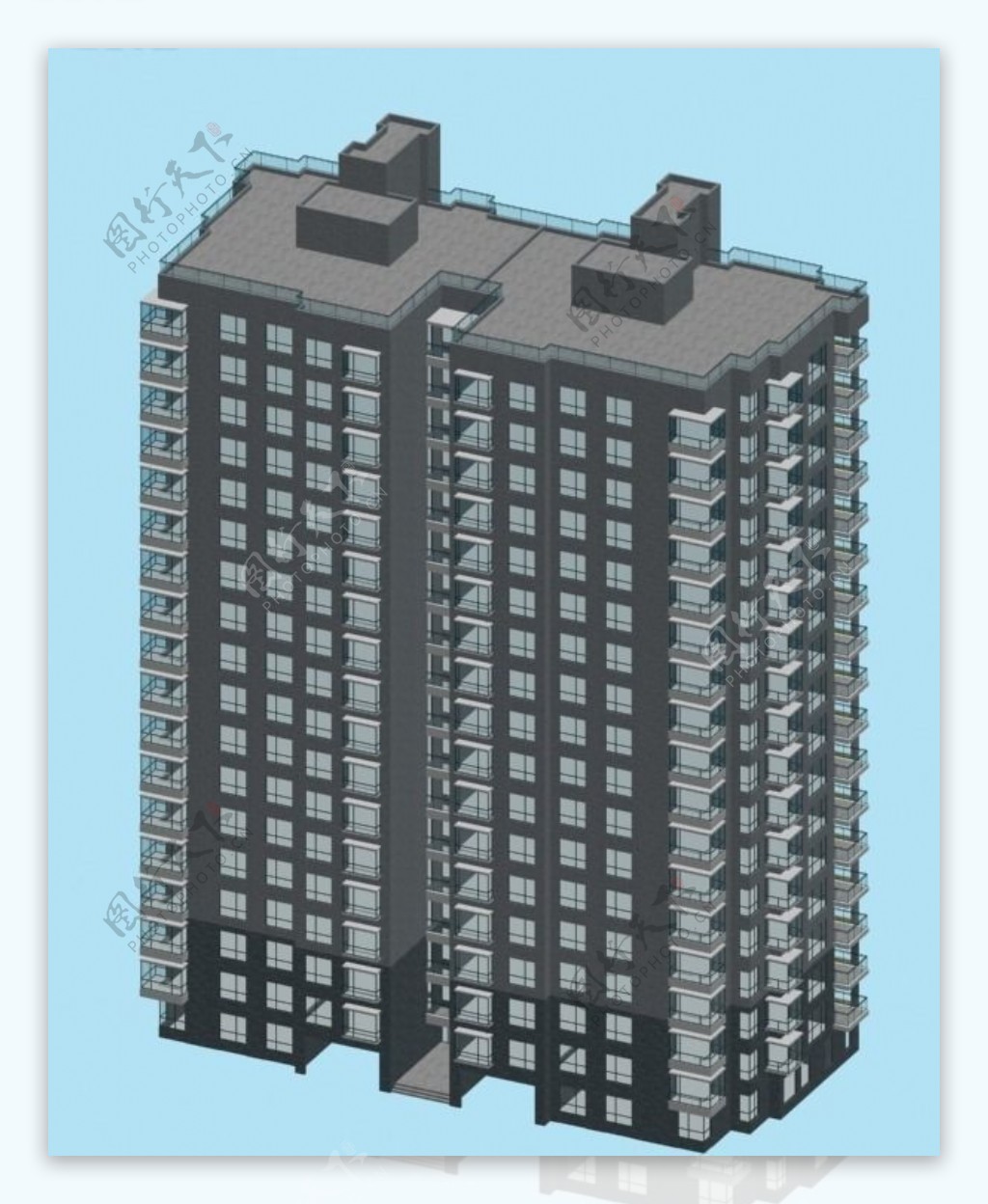 多层塔式住宅楼3D模型