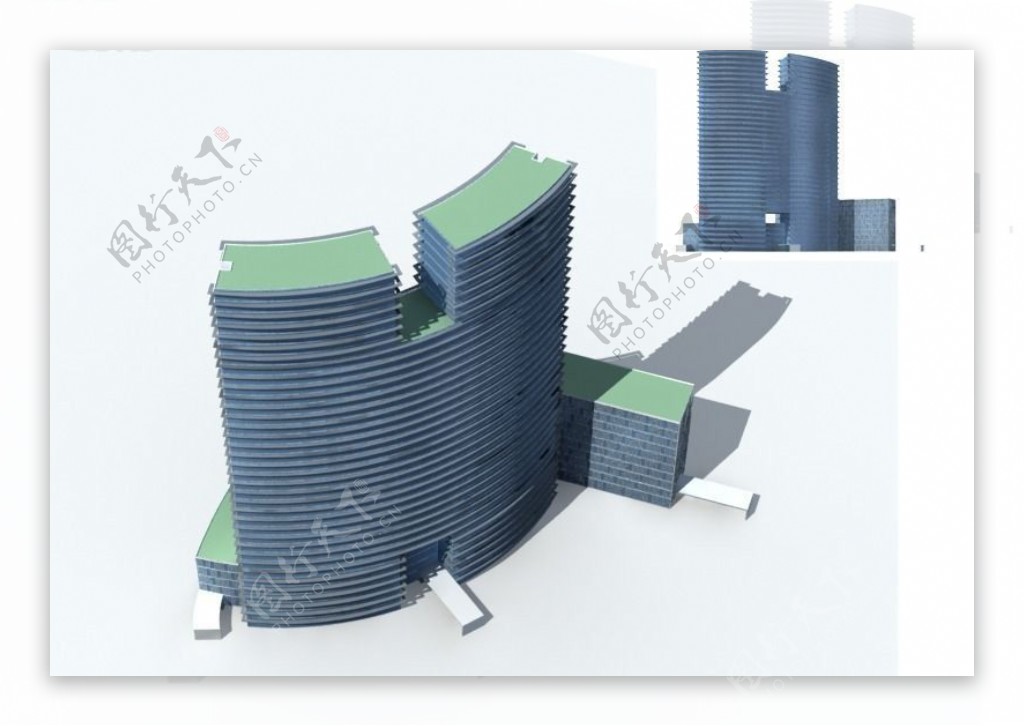 豪华现代风格高档住宅小区鸟瞰3D模型