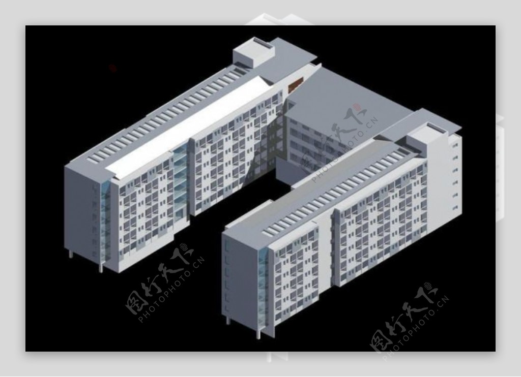 多层学校建筑群3D模型