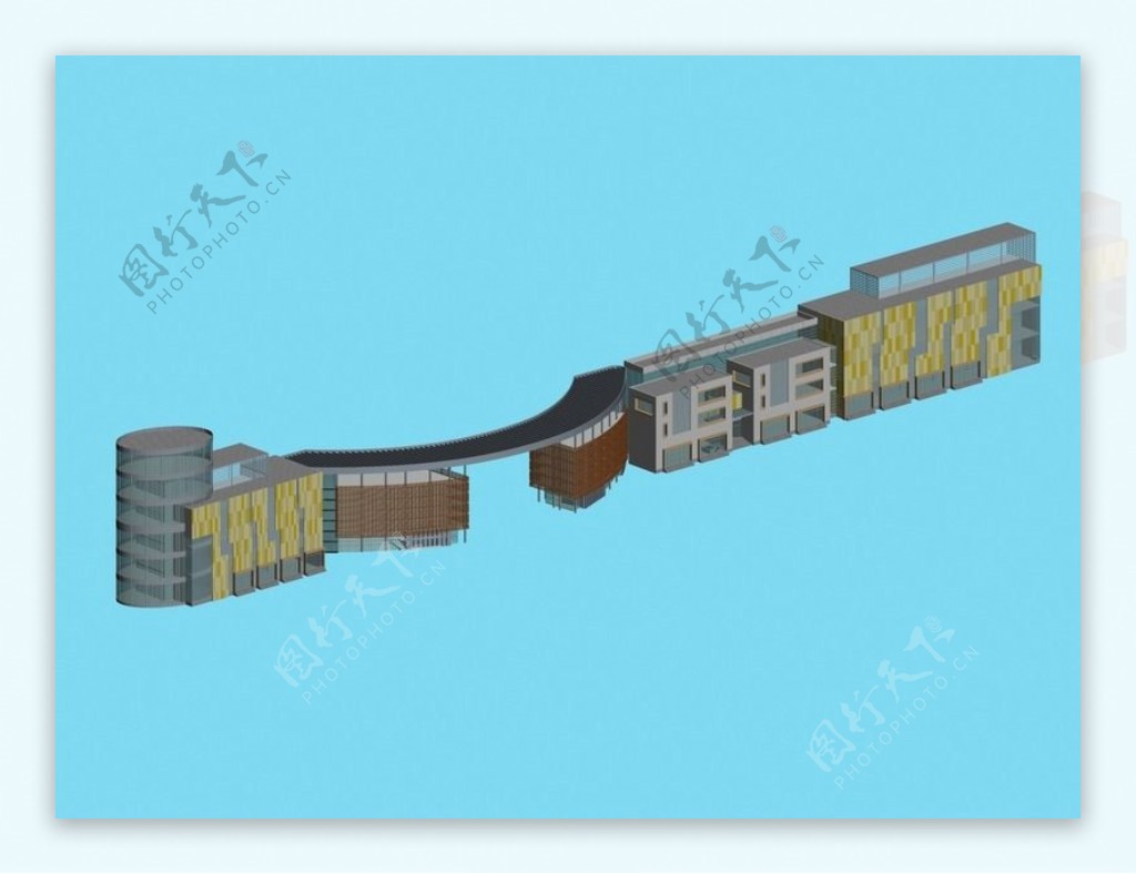 现代商业中心建筑群3D模型设计