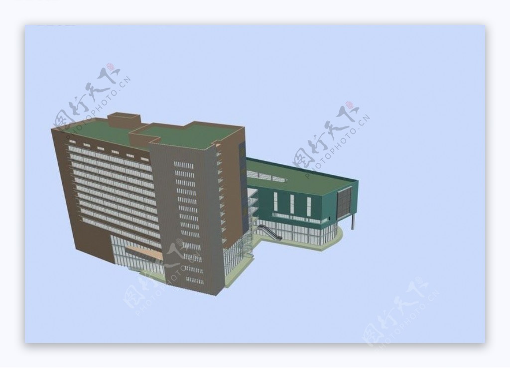 现代立式组合大厦建筑3d效果图