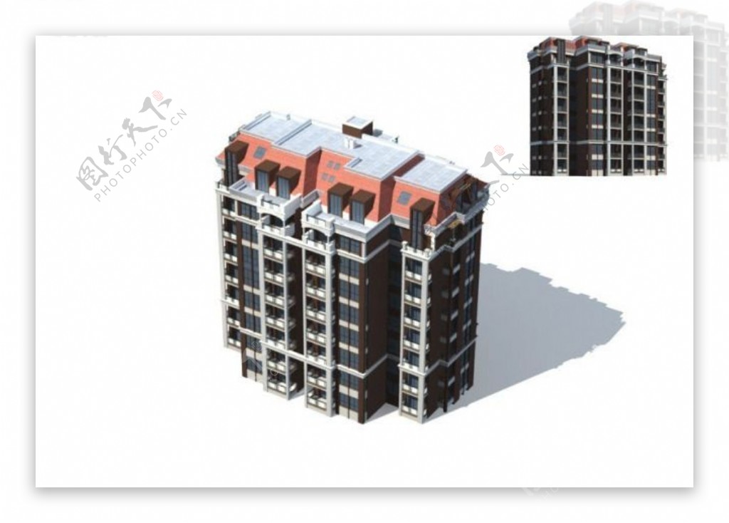 多层塔式小区住宅楼建筑3D模型
