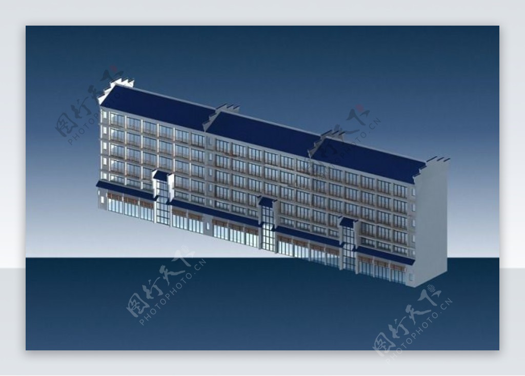 六层三联排住宅楼3D模型