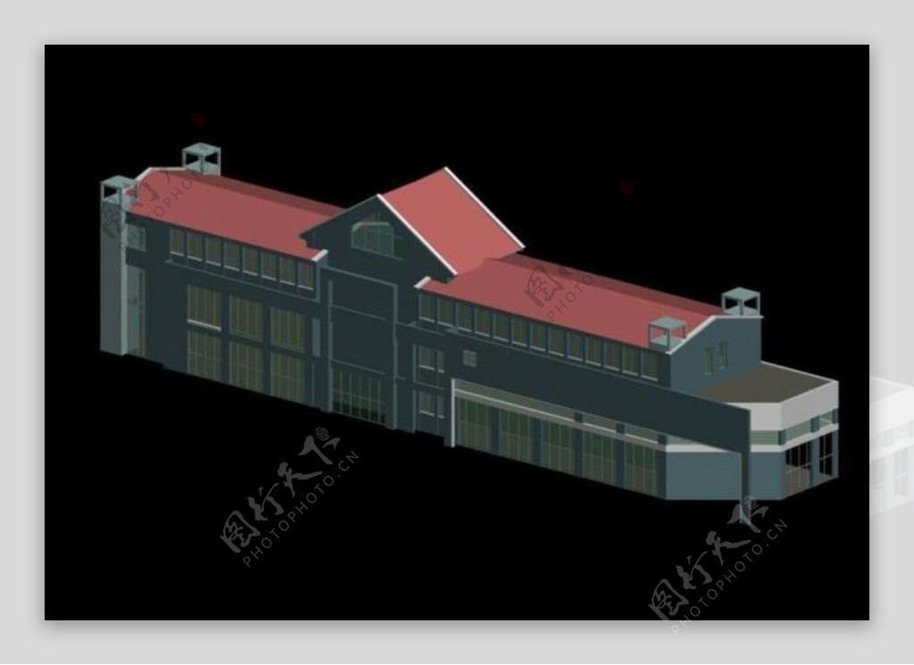 现代化厂房建筑3d效果图