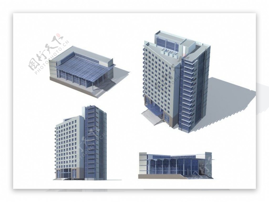 豪华时尚多层公建建筑3D模型
