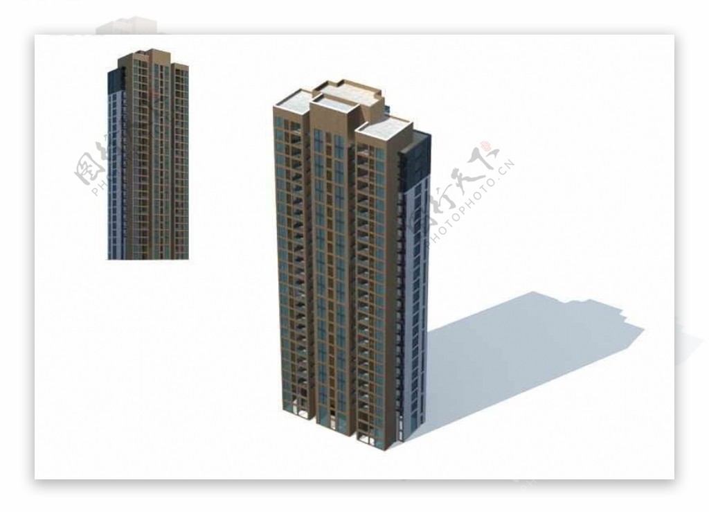 小区高层独栋住宅楼3D模型