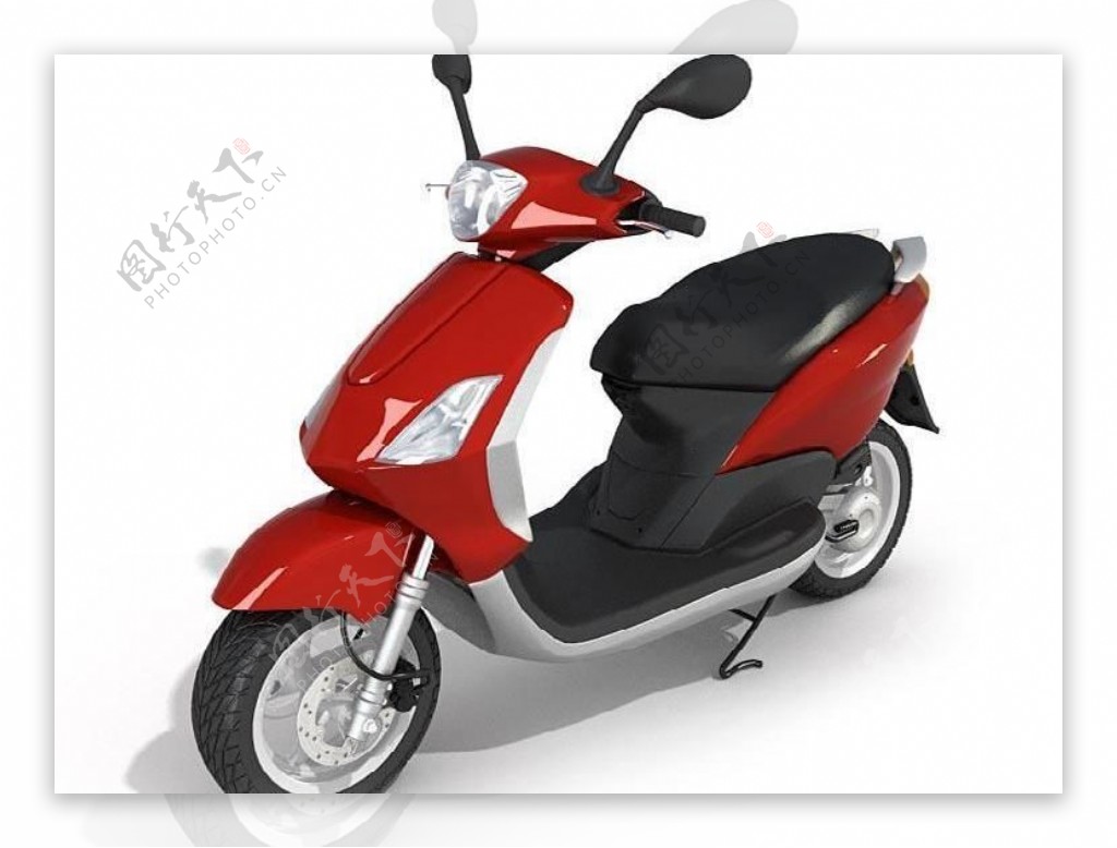 红色摩托车整体模型01