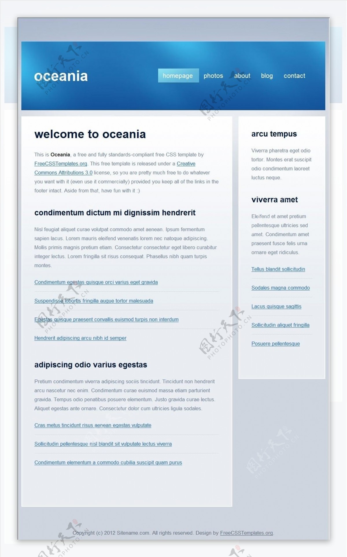 蓝色大洋洲网页模板
