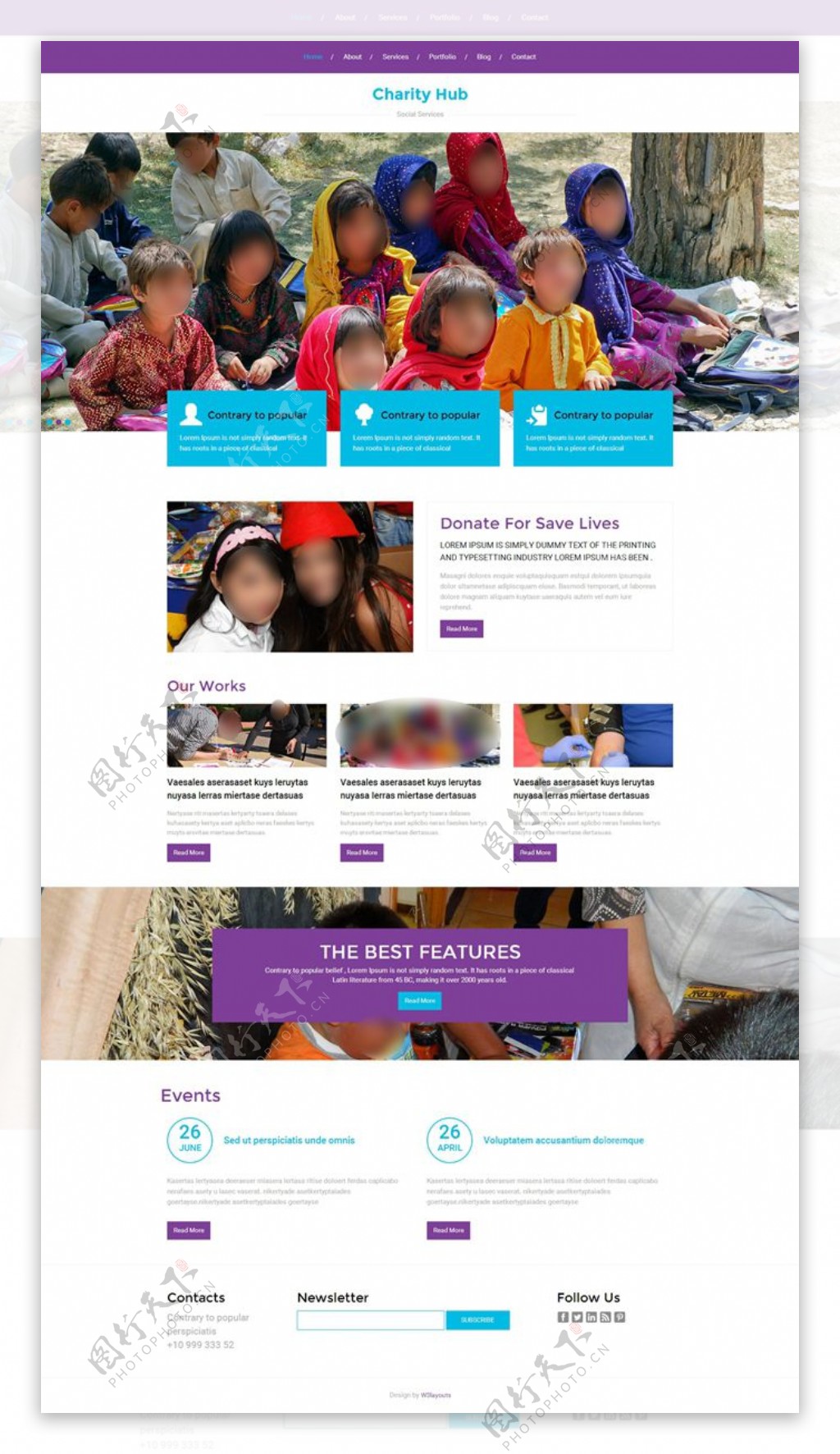 慈善服务机构动态响应式html网页模板