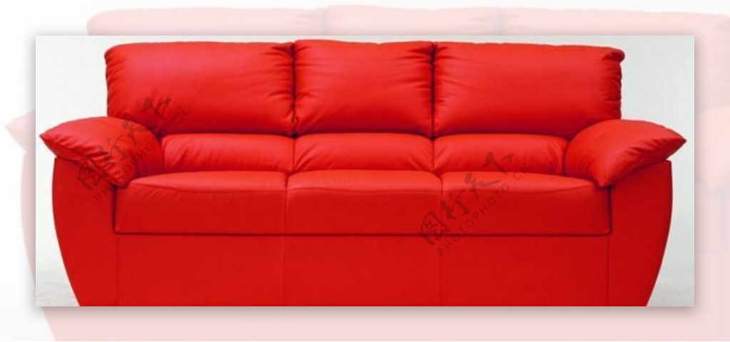 红色多人软沙发3D模型含材质