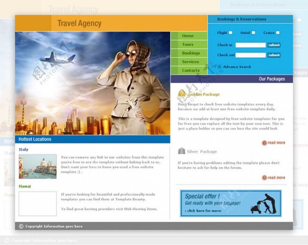 国外旅行网站模板欣赏psd素材