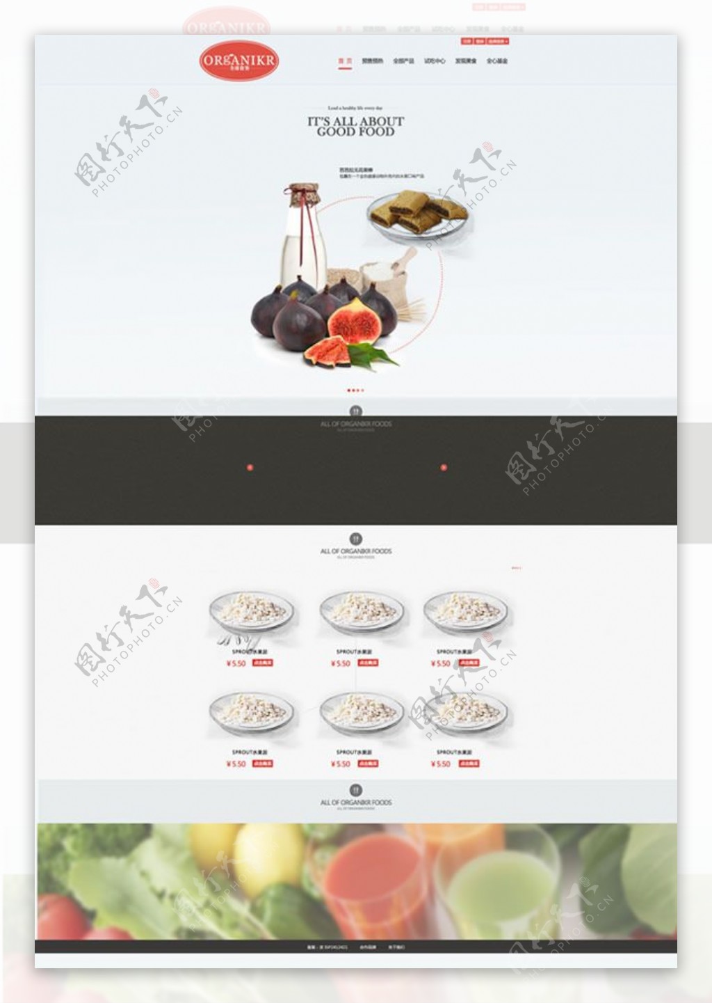 进口食品网站模板PSD素材