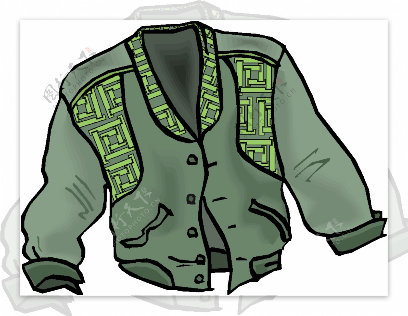 绿色调男款印花图案外衣设计