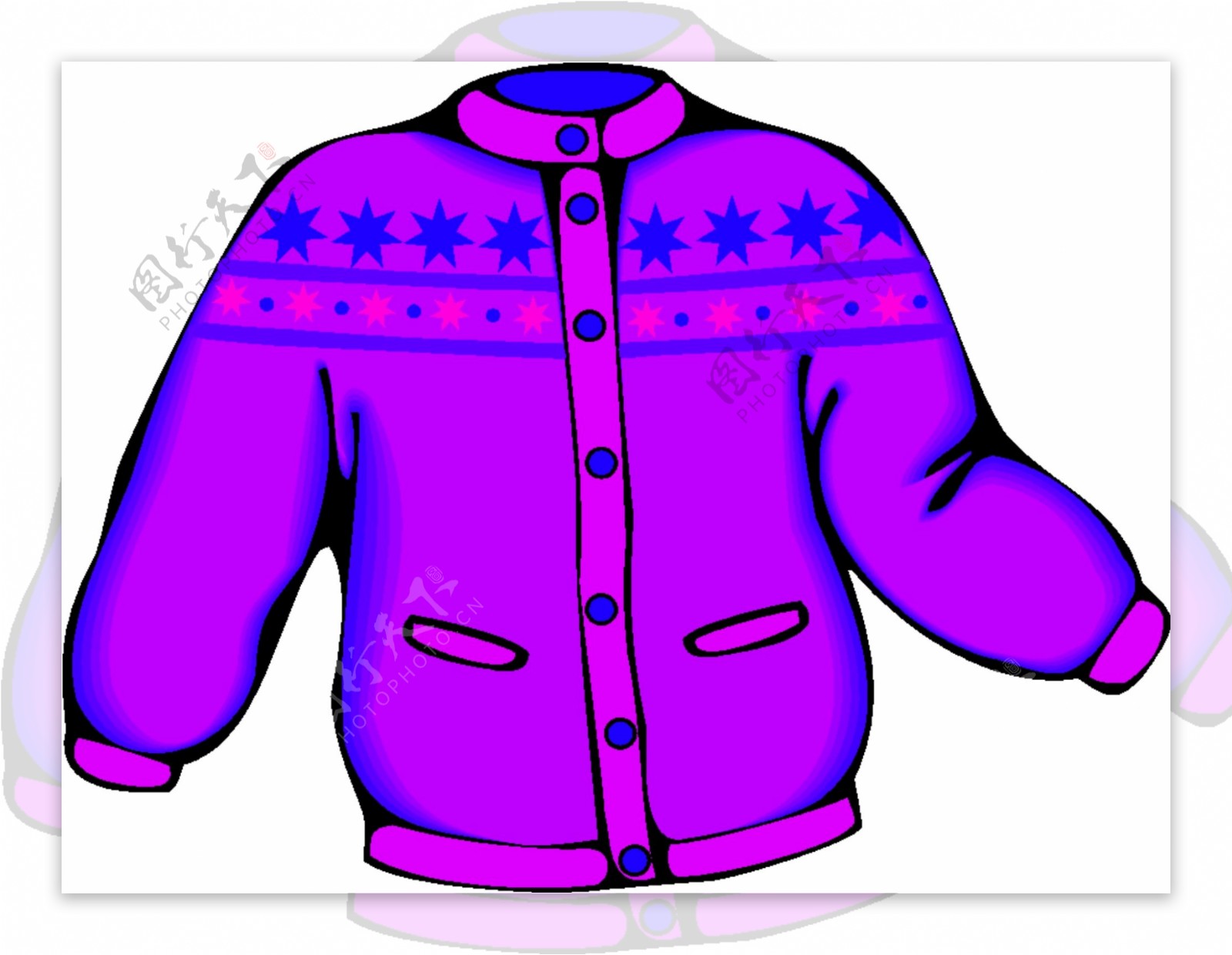紫色调对襟外衣设计