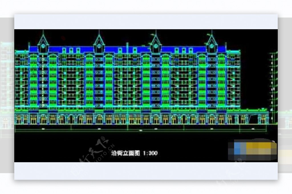 大型高层沿街商住楼建筑设计cad方案图