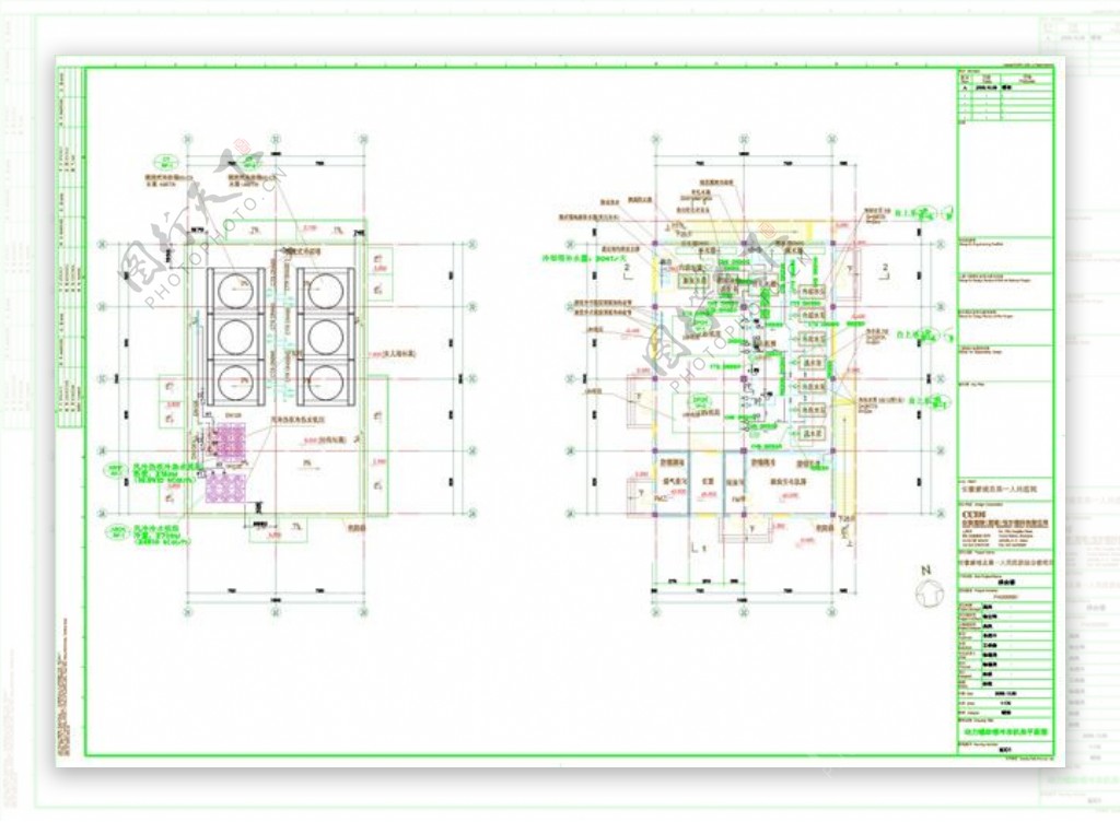 动力辅助楼冷冻机房平面图CAD图纸