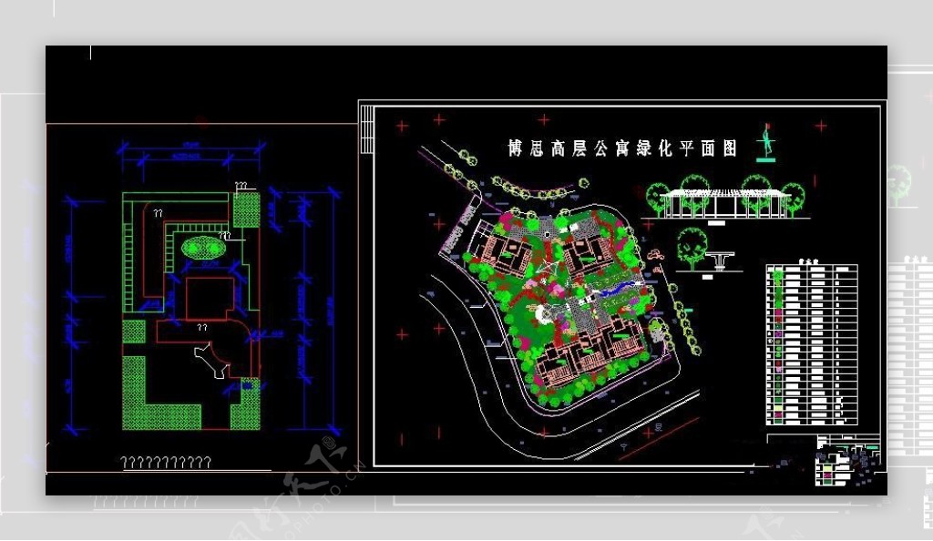 某高层公寓环境绿化总平面设计图