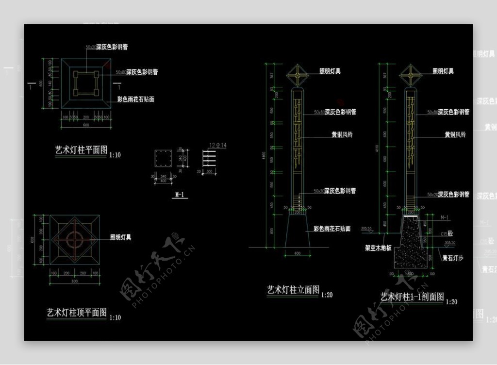 灯柱细部cad景观图