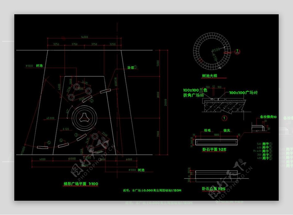 凳池cad景观详图