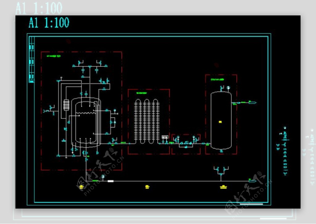 液氮带控制点工艺流程图CAD图纸