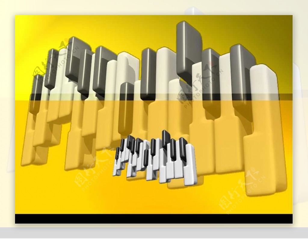 音乐主题钢琴背景黄色PPT模板