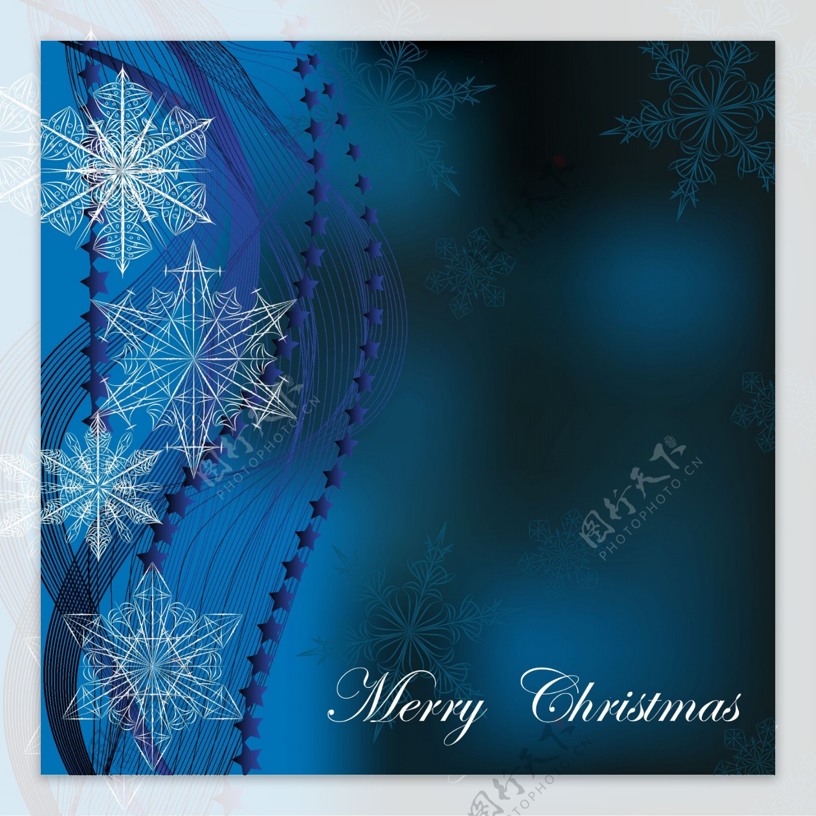 蓝雪花圣诞卡片封面