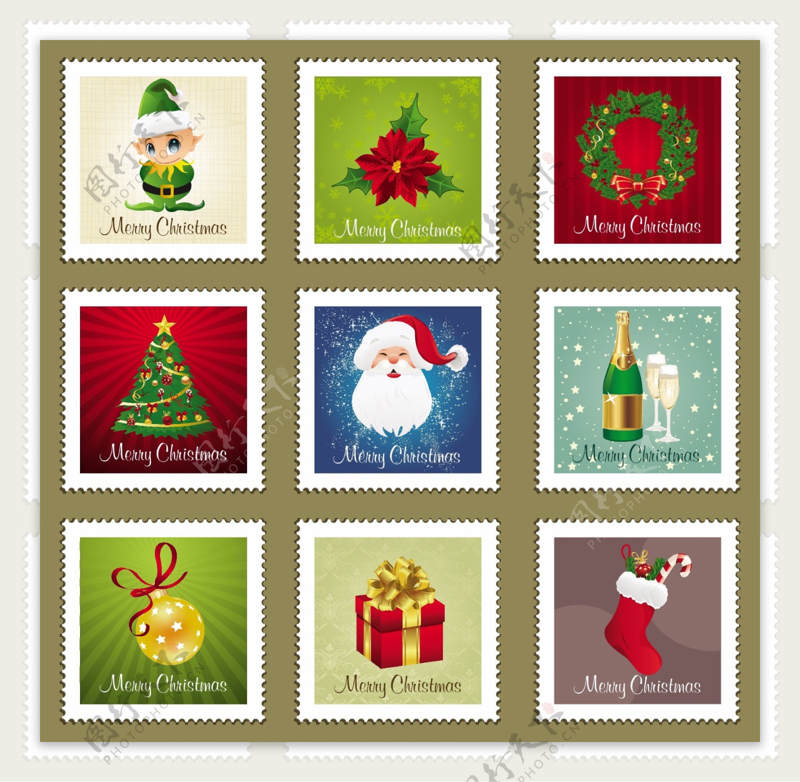圣诞饰品邮票图片