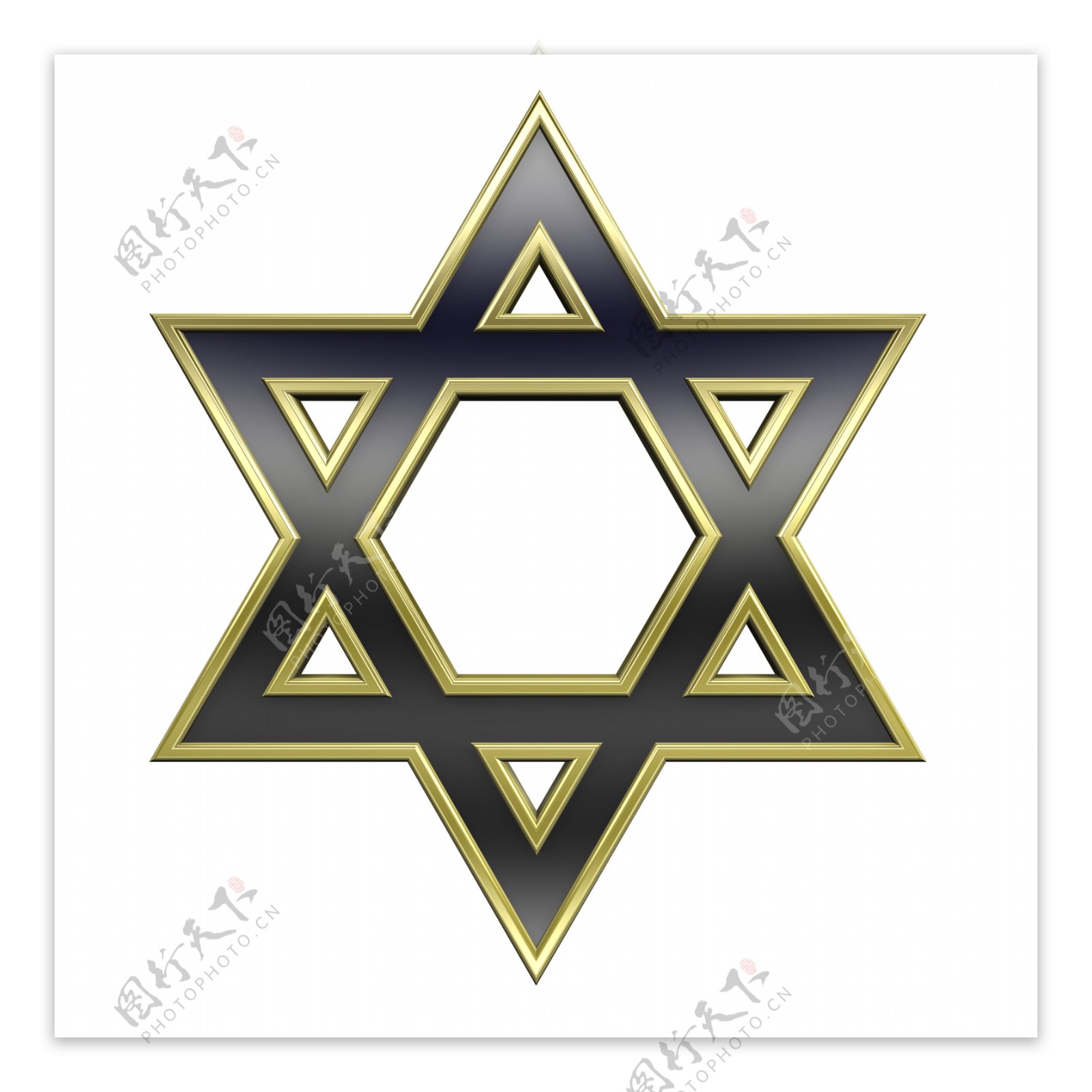 戴维的黑色与金色框架犹太教宗教象征星