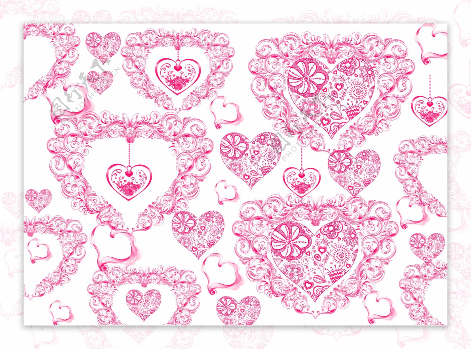心型花纹深粉红色图片