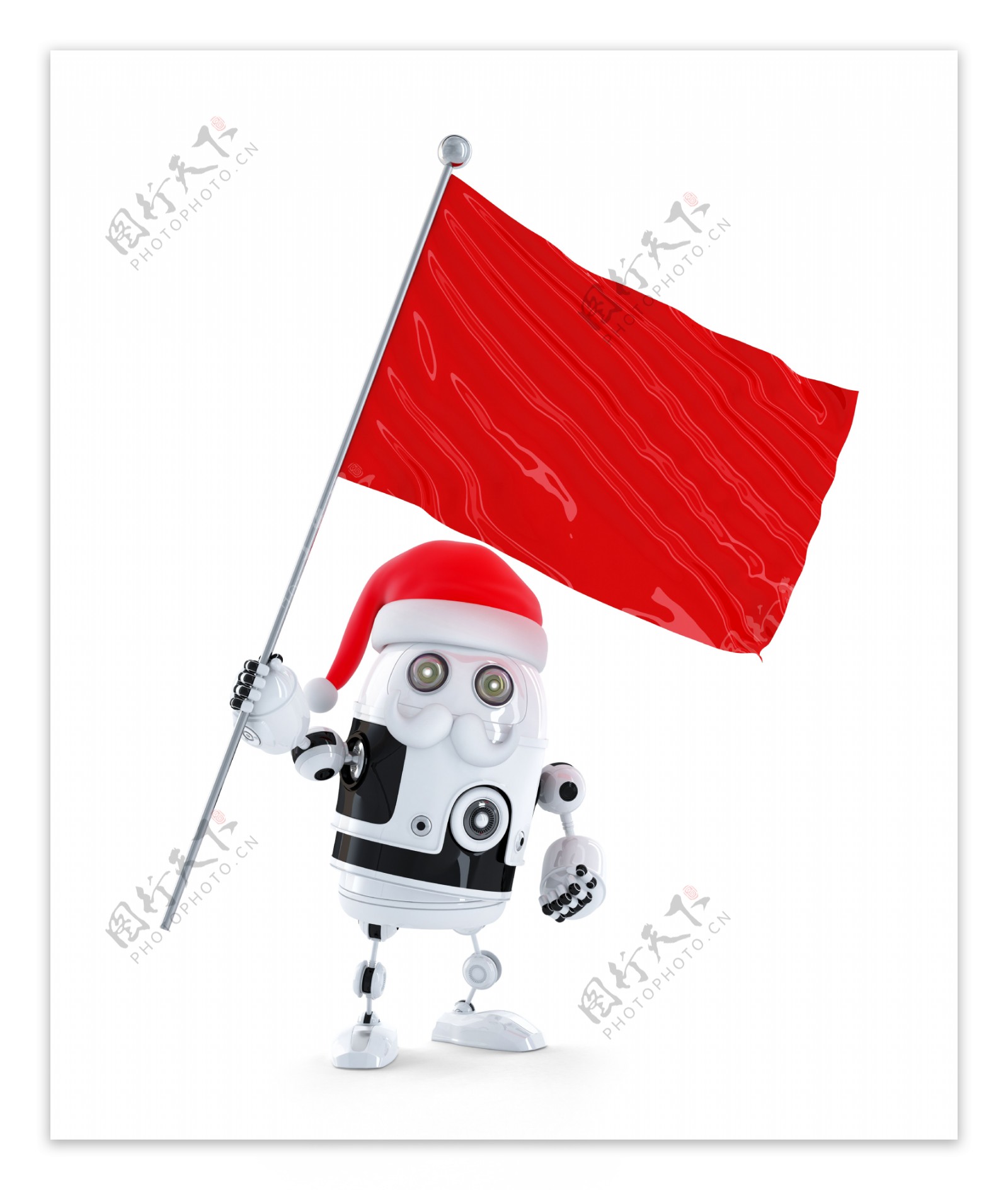 机器人圣诞红旗