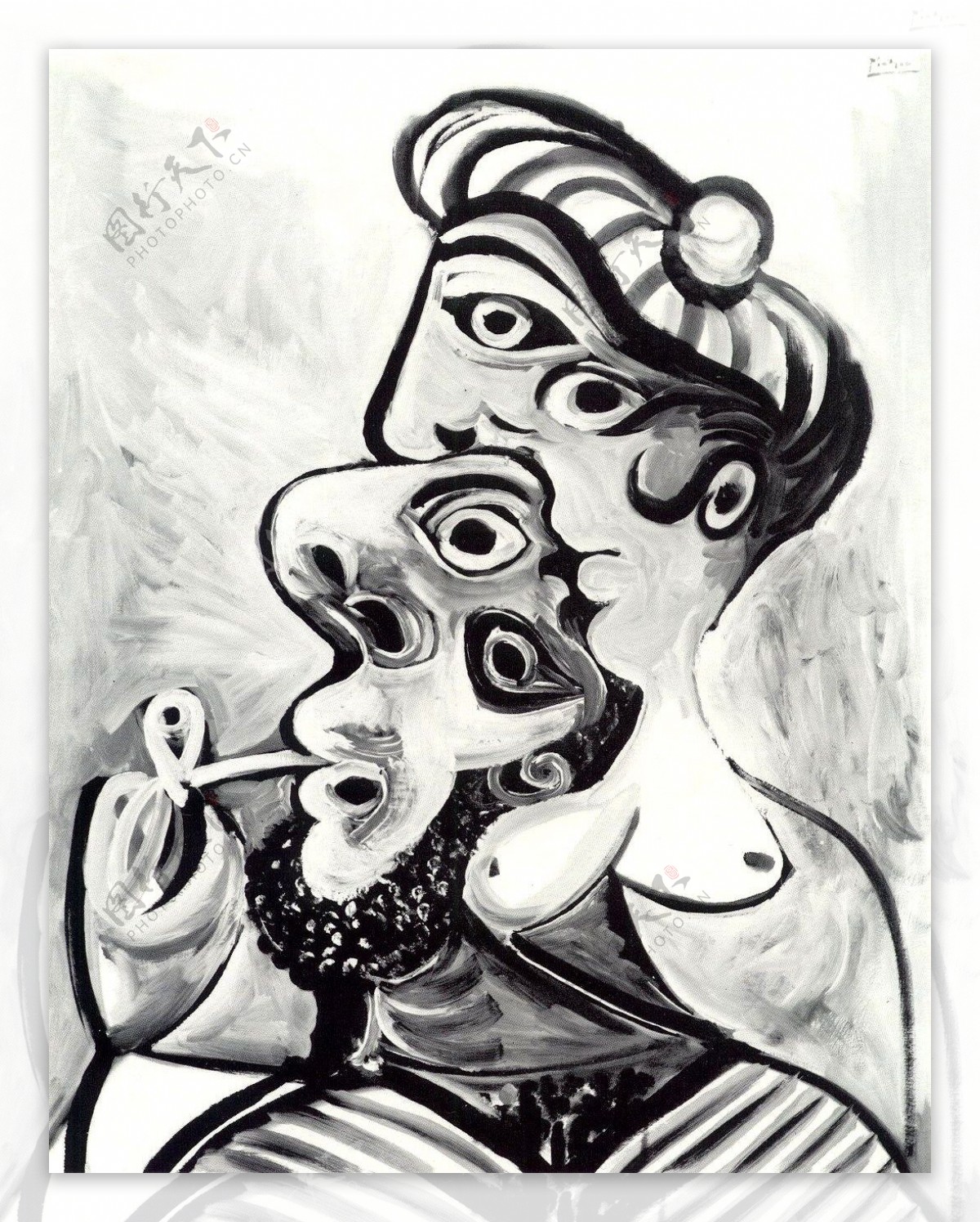 1969Hommeetfemmebustes西班牙画家巴勃罗毕加索抽象油画人物人体油画装饰画
