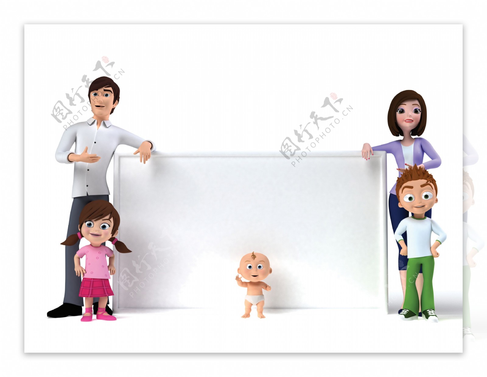 空白广告牌幸福家庭3d人物图片