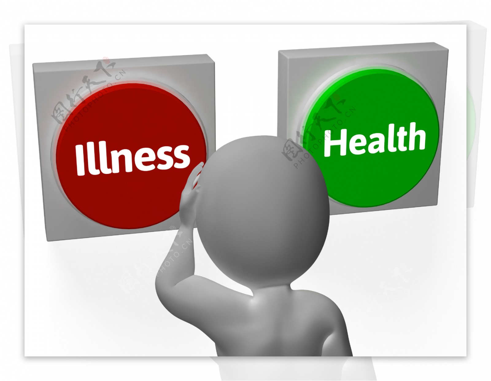 疾病健康按钮显示疾病或医疗