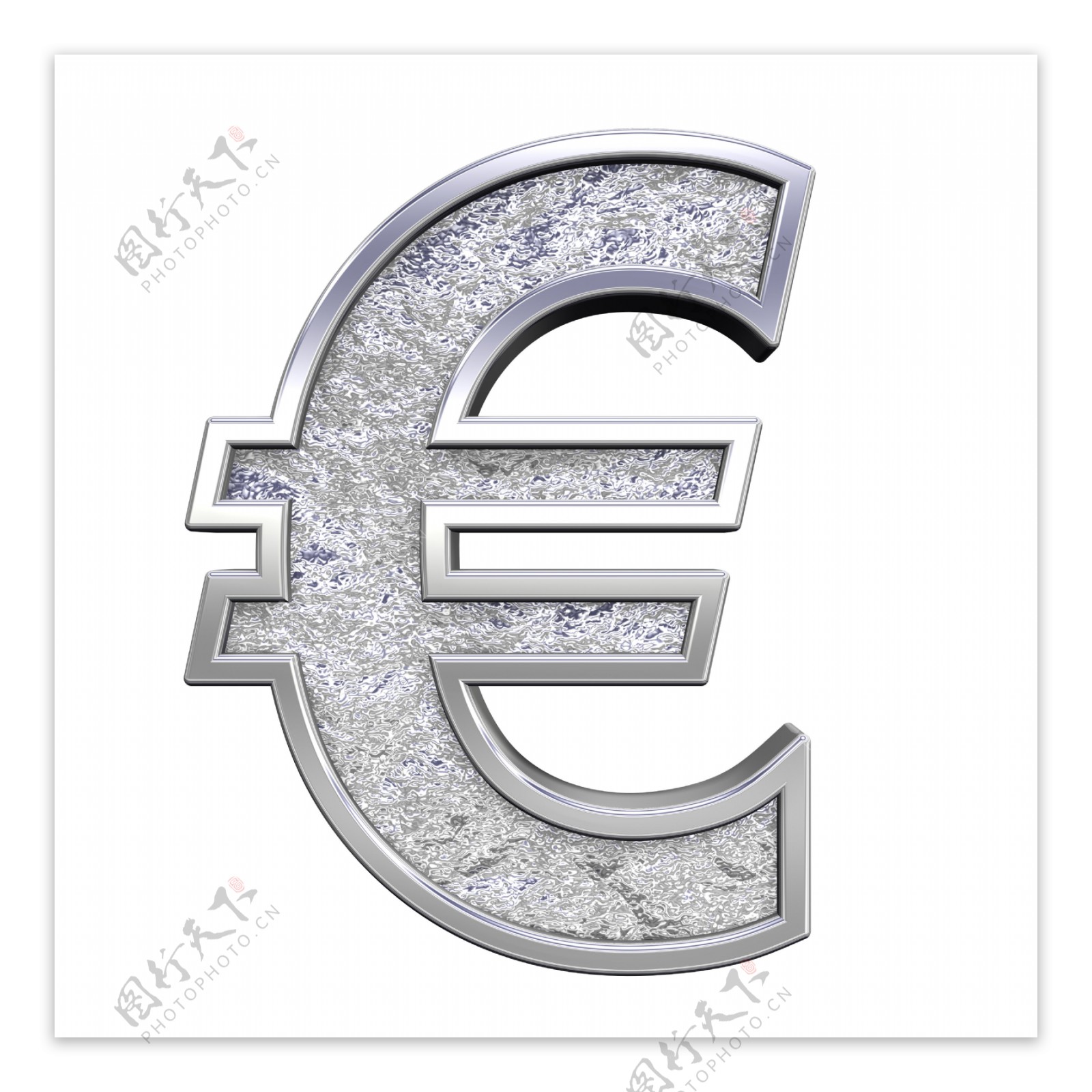 欧元符号从铬铸铁字母集