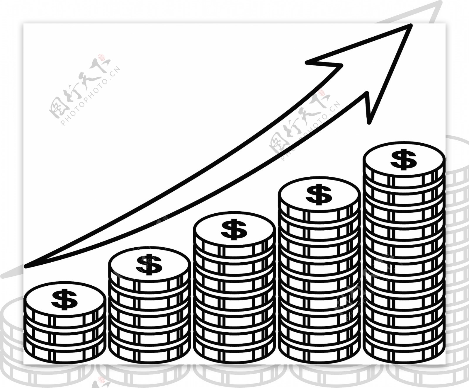 显示黄金与提高箭增加货币