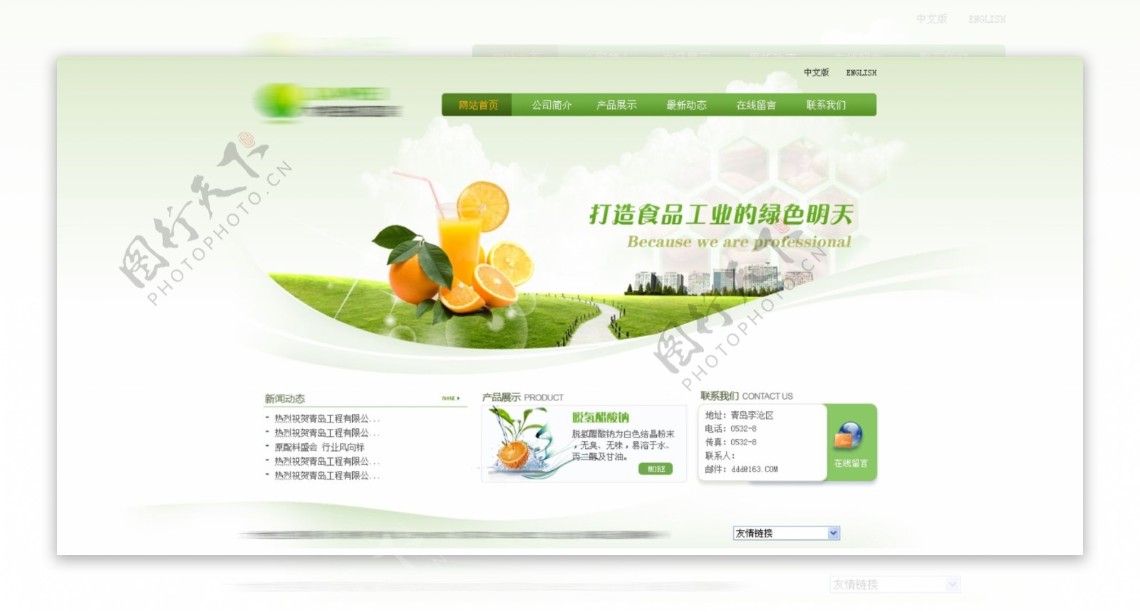 绿色清新食品网站模板PSD分层图片