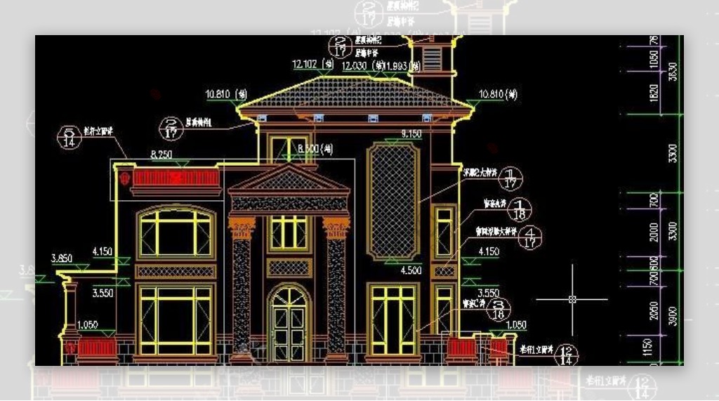 坡道三层别墅建筑施工图nbsp12x14