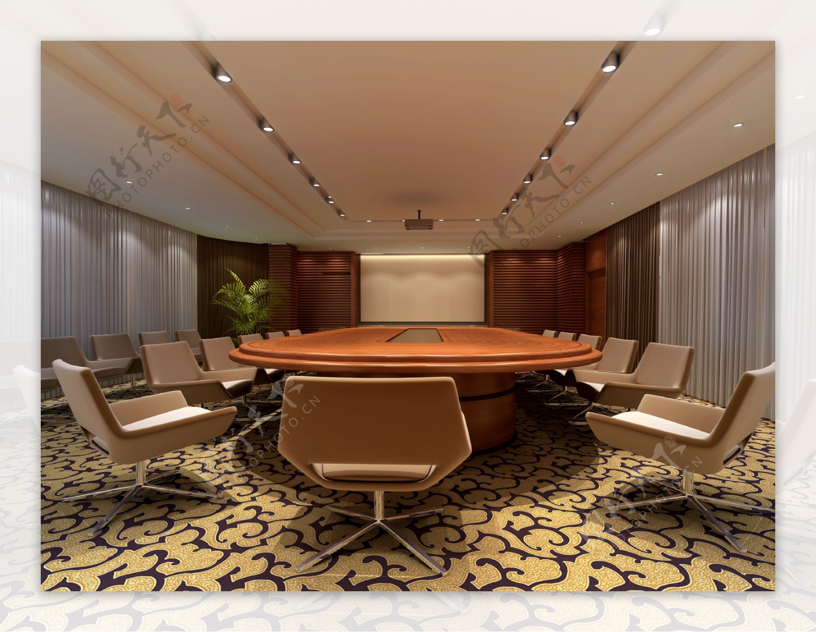 Meetingroom会议室多人会议室带贴图VR渲染室内效果图08