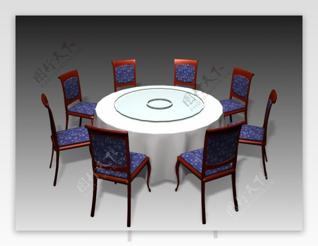 中式饭馆桌子模型