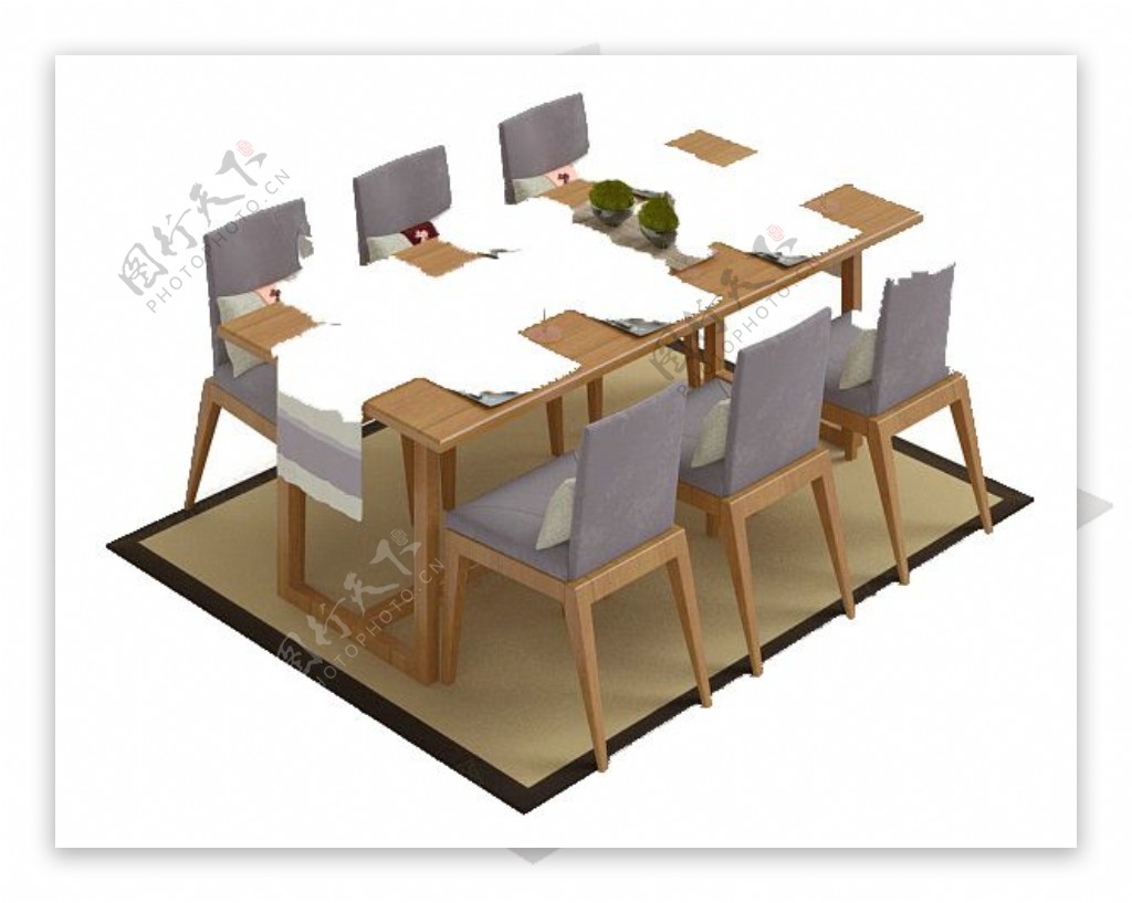 木质餐桌模型