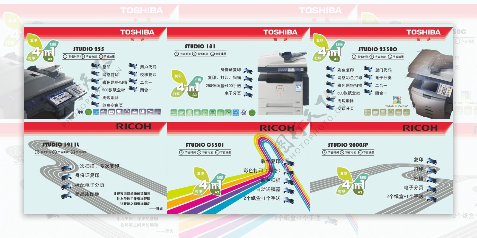 东芝理光复印机展板图片